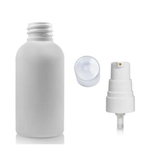 50ml white PET plastic bottle with white pump