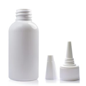 50ml White PET Boston Bottle & 20mm Spout Cap