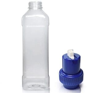 1000ml Clear PET Square Juice Bottle & Tamper Evident Cap
