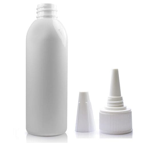 100ml white PET plastic bottle with white spout