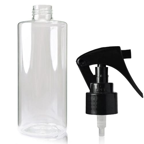 250ml Clear Round Bottle with black mini trigger