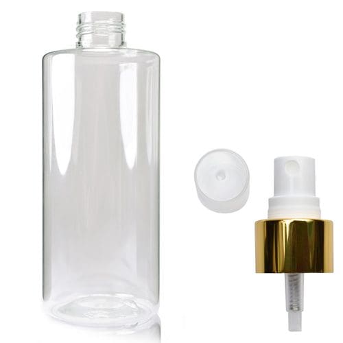 250ml Clear Round Bottle with gold spray