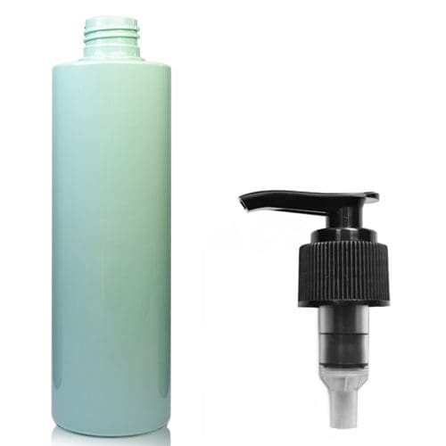 250ml Green Plastic Bottle w black pump