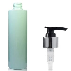 250ml Green Plastic Bottle w black silver pump