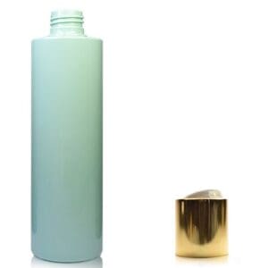 250ml Green Plastic Bottle w white gold disc