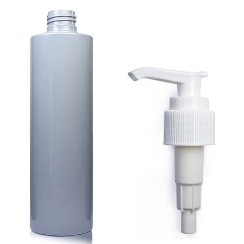 250ml Grey Plastic Bottle w white pump