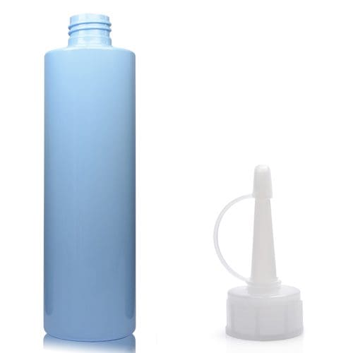 250ml Light Blue Plastic Bottle w spout cap