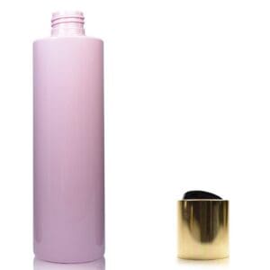 250ml Pink Plastic Bottle w black gold disc