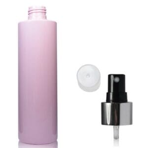 250ml Pink Plastic Bottle w silver spray