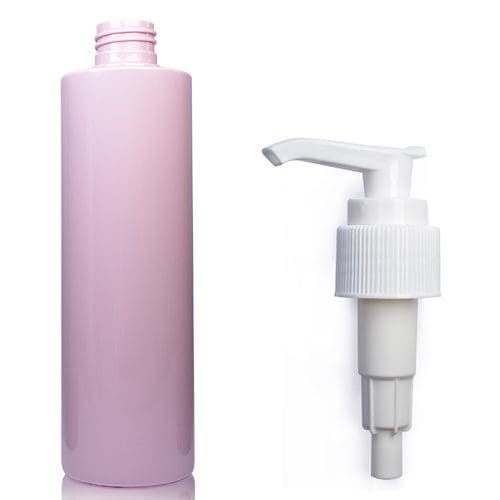 250ml Pink Plastic Bottle with white pump