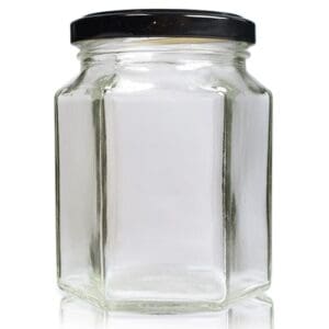 290ml Hexagonal Clear Glass Jar With Lid