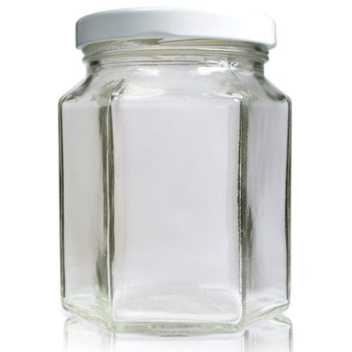 290ml Hexagonal Clear Glass Jar With Lid