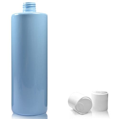 500ml Blue Plastic Bottle with white disc