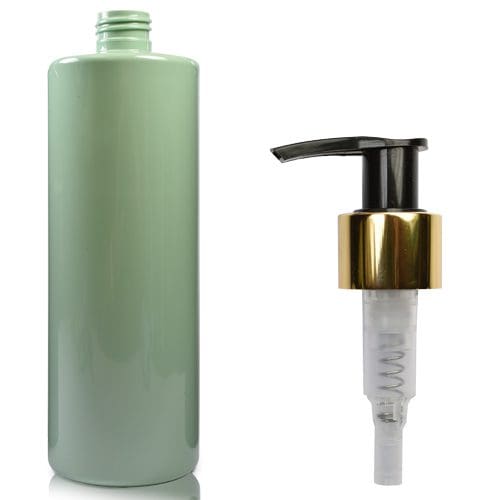 500ml Green Plastic Bottle with gold black pump