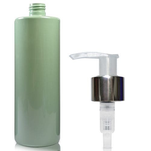 500ml Green Plastic Bottle with nat silver pump