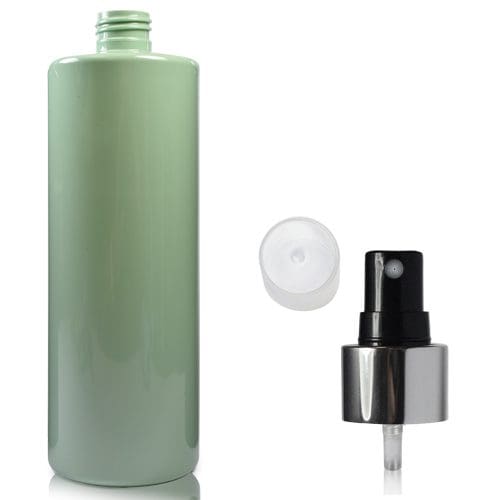500ml Green Plastic Bottle with silver spray