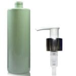 500ml Green Plastic Bottle with white silver pump