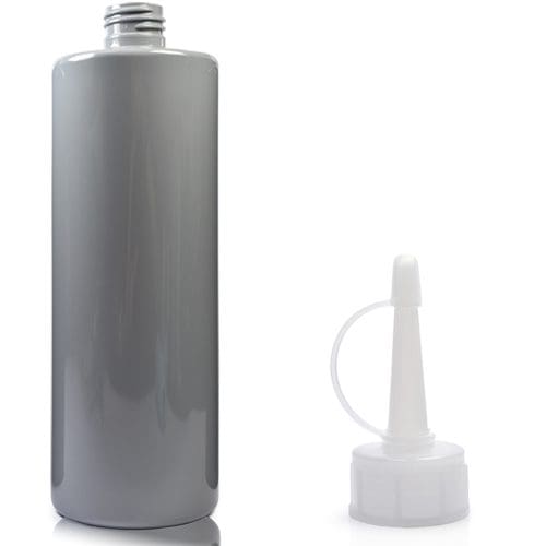 500ml Grey Plastic Bottle With Natural Spout Cap - Image 3