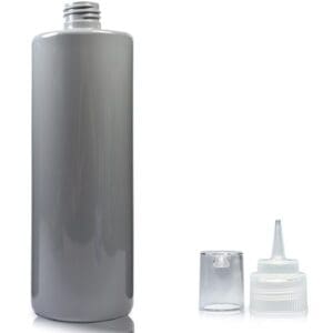 500ml Grey Plastic Bottle with screw spout