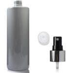 500ml Grey Plastic Bottle with silver spray