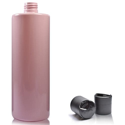 500ml Pink Plastic Bottle with black disc