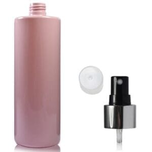500ml Pink Plastic Bottle with silver spray