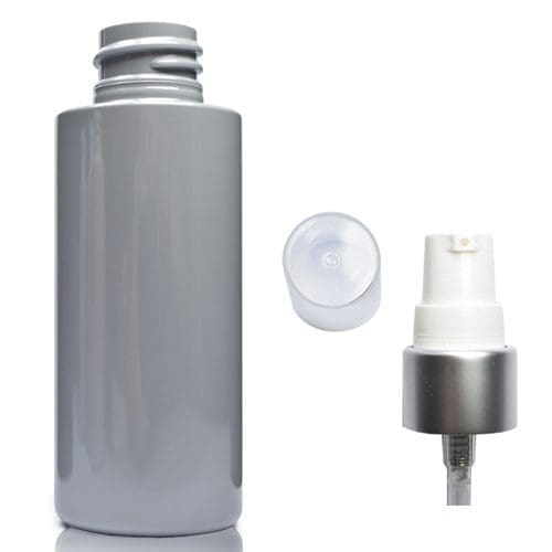 50ml Grey Plastic bottle with matt silver pump
