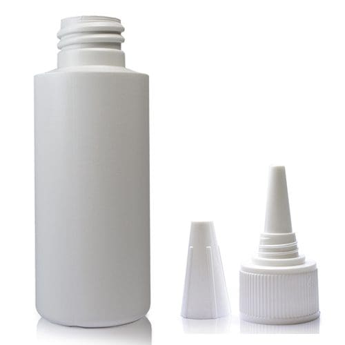 50ml white HDPE tubular bottle with white screw spout