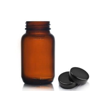 100ml Amber Pharmapac Jar with blackplastic lid