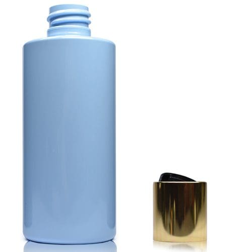 100ml Blue Plastic bottle with black gold disc