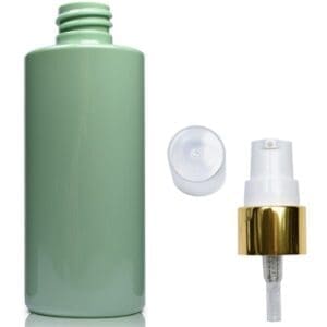 100ml Green Plastic bottle with gold white pump