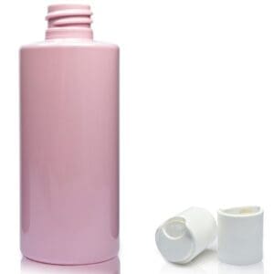 100ml Pink Plastic bottle with white disc