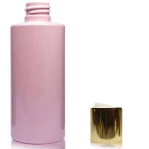 100ml Pink Plastic bottle with white gold disc