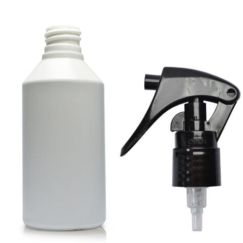 100ml White HDPE Round Plastic Bottle With Mini Trigger Spray