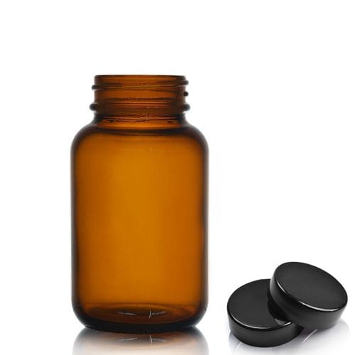 120ml Amber Pharmapac Jar w black plastic lid