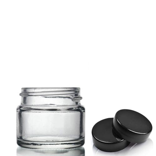 15ml Clear Glass Ointment Jar w black cap