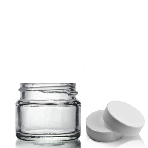 15ml Clear Glass Ointment Jar w white cap
