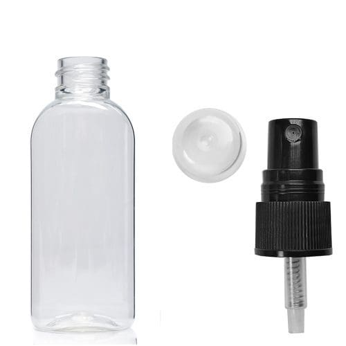 50ml Clear PET Flex Oval Bottle & Atomiser Spray
