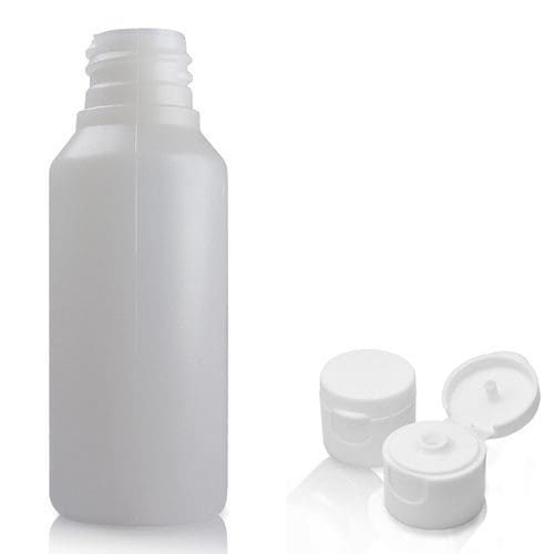 50ml HDPE Bottle In Natural Plastic With A Flip-Top Cap