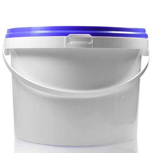 5L White bucket with blue lid