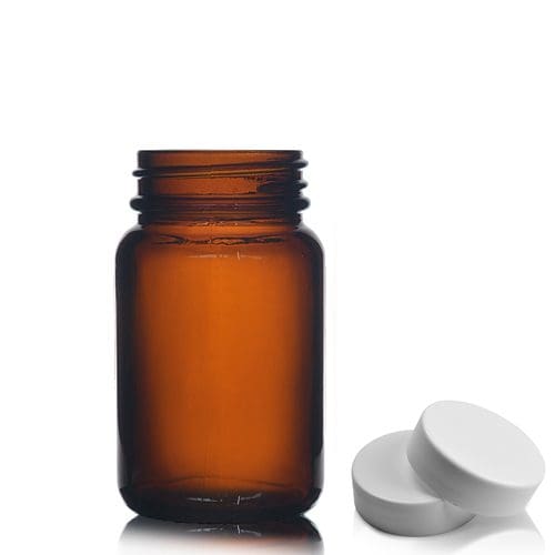 60ml Amber Pharmapac Jar w white plastic lid