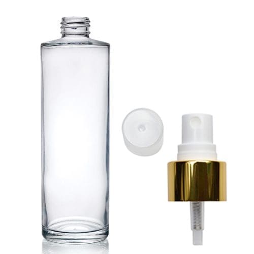250ml Clear Glass Simplicity Bottle With Gold Cap
