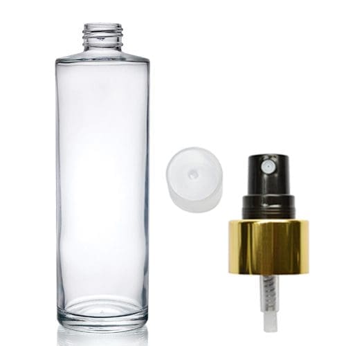 250ml Clear Glass Simplicity Bottle With blk Gold Cap