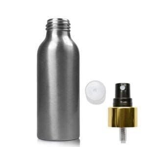 100ML Aluminium Bottle w black gold spray