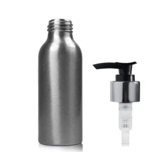 100ML Aluminium Bottle w black silver pump