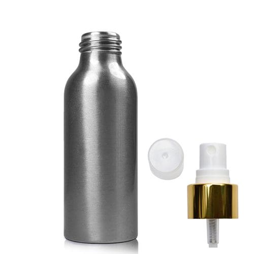 100ML Aluminium Bottle w white gold spray