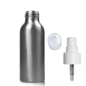 100ML Aluminium Bottle w white smooth spray