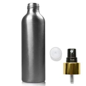 150ML Aluminium Bottle w black gold spray