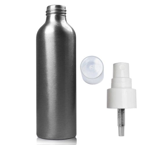 150ML Aluminium Bottle w white smooth spray