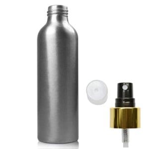 150ml Aluminium Bottle & Gold Atomiser Spray